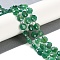 Natural Green Onyx Agate(Dyed & Heated) Beads Strands, with Seed Beads, Faceted Hexagonal Cut, Flat Round, 10~11x5~6mm, Hole: 1mm, about 30~31pcs/strand, 14.57~14.96 inch(37~38cm)