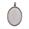 Alloy Pendant Cabochon Settings, Cadmium Free & Nickel Free & Lead Free, Oval Plain Edge Bezel Cups, DIY Findings for Jewelry Making, Platinum, 39x25x3mm, Hole: 4mm