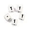 Handmade Porcelain Beads, Square with Number, Number, 9x9x9mm, Hole: 1.8mm