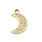 Alloy Rhinestone Pendants, UV Plated, Moon, Golden, 18x11.5x2mm, Hole: 1.8mm