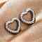 316 Stainless Steel Spring Gate Rings, Heart, Stripe Pattern, Stainless Steel Color, 19x21x4mm