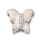 Brass Micro Pave Clear Cubic Zirconia Silde Charms, with Enamel, Cadmium Free & Lead Free, Long-Lasting Plated, Rack Plating, Butterfly, Floral White, 10.5x12.5x6mm, Hole: 4.5x2.5mm