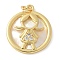 Brass Micro Pave Cubic Zirconia Pendants, Flat Round with Human Charms, with Shell, Lead Free & Cadmium Free, Long-Lasting Plated, with Jump Ring, Real 18K Gold Plated, 20x17x3mm