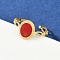 Oval 304 Stainless Steel Enamel Cuff Rings for Women, Ion Plating(IP), Real 18K Gold Plated, Red, 11.5mm, Inner Diameter: Adjustable
