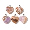 Natural Amethyst Lace Agate Pendants, with Platinum Tone Metal Snap on Bails, Heart, 26~26.5x25x8mm, Hole: 8x3mm