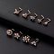 316L Surgical Stainless Steel Clear Cubic Zirconia L-Shaped Nose Rings, Flower, Rose Gold, 11mm, Pin: 0.8mm
