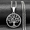 201 Stainless Steel Tree of Life Pendant Box Chain Necklaces for Men, Stainless Steel Color, 23.31 inch(59.2cm)
