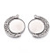Non-Tarnish 304 Stainless Steel Rotatable Pendant Cabochon Settings, Moon with Round Tray, Stainless Steel Color, Tray: 25~25.5mm, 41.5x35x4mm, Hole: 2.2mm