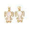 Brass Micro Pave Clear Cubic Zirconia Pendants, with Shell, Real 18K Gold Plated, Human, 21x15x2.5mm, Hole: 5x3.5mm
