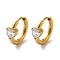 Golden 304 Stainless Steel Hoop Earrings, with Cubic Zirconia, Heart, 15x6x16.5mm