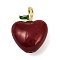 Brass Enamel Pendants, Apple, with ABS Imitation Pearl, Lead Free & Cadmium Free, Long-Lasting Plated, Rack Plating, Real 18K Gold Plated, Dark Red, 22x17x9mm, Hole: 4x2mm