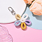Polyester Pendant Decorations, with Alloy Swivel Clasps, Flower, Platinum, Mixed Color, 90mm