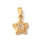 Ion Plating(IP) 304 Stainless Steel Pendants, with Cubic Zirconia, Star Charm, Clear, Golden, 10x8.5x2mm, Hole: 4x2mm