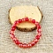Glass Imitation Natural Agate Round Beaded Stretch Beaded Bracelets, Red, 2-3/8 inch(6cm)