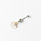 Summer Beach 304 Stainless Steel White Enamel & Plastic Pearl Curved Barbell Dangle Belly Rings, Stainless Steel Color, Shell Shape, 39mm