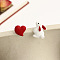 Rabbit with Heart Alloy Enamel Stud Earrings, Platinum, Red, 16x11mm & 10mm