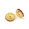 Brass Rhinestone Spacer Beads, Grade A, Wavy Edge, Golden Metal Color, Rondelle, Light Rose, 12x4mm, Hole: 2.5mm