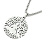 Stainless Steel Pendant Necklaces, Box Chain, Tree of Life, Stainless Steel Color, 23.50 inch(59.7cm)