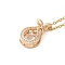 Brass Micro Pave Cubic Zirconia Pendant Necklaces for Women, 201 Stainless Steel Cable Chain Necklaces, Bag, 15.94 inch(40.5cm)