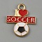 Football Theme Alloy Enamel Pendants, Light Gold, Word I Love SOCCER, 25x20.5x2mm, Hole: 2.6mm