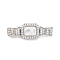 Brass Micro Pave Clear Cubic Zirconia Box Clasps, with Shell Epoxy Resin, Rectangle, Platinum, 31x11x8mm