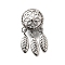 Brass Beads, Woven Net/Web with Feather, Real Platinum Plated, 21x10x9mm, Hole: 3.5mm