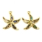 Natural Paua Shell Pendants, Starfish Charms with Ion Plating(IP) 304 Stainless Steel Findings, Real 18K Gold Plated, 28x24x12mm, Hole: 1.8mm