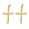 Brass Pendants, Cross Charms, Real 18K Gold Plated, 35.5x25.5x3.5mm, Hole: 3x5mm