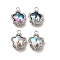 Alloy Pendants, with Rhinestone & Glass, Lead Free & Cadmium Free & Nickel Free, Rack Plating, Flower, Mixed Color, Platinum, 19x14.5x7mm, Hole: 2mm