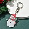 Christmas Theme Acrylic Pendant Decoration, Alloy Clasps Charms for Bag Key Ornaments, Snowman, 96mm