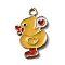 Alloy Enamel Pendants, Light Gold, Duck Charm, Gold, 23.5x15x1.5mm, Hole: 2mm