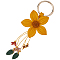 Leather and Alloy Keychain, Flower, Gold, 190mm.