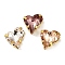 Brass Glass Rhinestone Sew on Rhinestones, Heart, Mixed Color, Golden, 13x12x6.5mm, Hole: 1.2mm