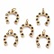 Brass Micro Pave Black Cubic Zirconia Pendants, with Jump  Rings, U Shape, Real 18K Gold Plated, 17.5x14.5x2mm, Jump Ring: 5x1mm, 3mm Inner Diameter
