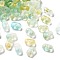 Gradient Color Transparent Frosted Acrylic Beads, with Golden Foil, Peanut, Green Yellow, 3x6x4mm, Hole: 1.5mm, about: 1250pcs/50g