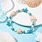 Turtle & Starfish Synthetic Turquoise Beaded Stretch Bracelet, Floral White, Inner Diameter: 2-1/4 inch(5.6cm)
