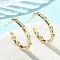 C-Shaped Brass Micro Pave Clear Cubic Zirconia Stud Earrings, Lead Free & Cadmium Free, Long-Lasting Plated, Real 18K Gold Plated, 25x25x3mm