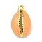Rack Plating Brass Enamel Pendants, Long-Lasting Plated, Lead Free & Cadmium Free, Real 18K Gold Plated, Shell Shape, Sandy Brown, 15.5x9x4.5mm, Hole: 1.2mm