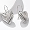 Textured Heart Brass Dangle Earrings, Cadmium Free & Lead Free, Rack Plating, Platinum, 37x25mm