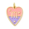 Brass Enamel Pendants, with Jump Ring, Real 14K Gold Plated, Heart with Twelve Constellations Charm, Scorpio, 19x14.5x2mm, Hole: 3mm
