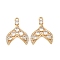 Brass Micro Pave Cubic Zirconia Pendants, Fishtail, Real 18K Gold Plated, 22x17x3.5mm, Hole: 1.6mm