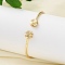 Clear Cubic Zirconia Open Cuff Bangle, Brass Jewelry for Women, Long-Lasting Plated, Rack Plating, Lead Free and Cadmium Free, Real 18K Gold Plated, Clover, Inner Diameter: 2-3/8 inch(6.15cm)