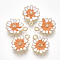 Alloy Pendants, with Enamel, Flower, Light Gold, Dark Orange, 15x12x3mm, Hole: 1.4mm