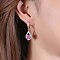Brass Cubic Zirconia Hoop Earrings, Teardrop, Platinum, Hot Pink, 40x12mm