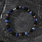 Natural Blue Veined Stone Black Agate Cylinder Men's Bracelets, 7-1/4 inch(18.5cm)