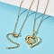 Brass Heart Pendant 304 Stainless Steel Chain Necklaces for Women, PVD Vacuum Plating, Real 18K Gold Plated, 18.11 inch(46cm)