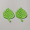 Computerized Embroidery Cloth Self Adhesive Patches, Stick On Patch, Costume Accessories, Appliques, Leaf, Lawn Green, 58~59x42~46x1.5~2mm