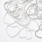 Brass Linking Rings, Nickel Free, Heart, Platinum, 24x26x1mm, Inner Measure: 19.5x24.5mm