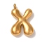 Ion Plating(IP) 304 Stainless Steel Pendants, Balloon Letter Charm, Golden, Letter X, 25.5x17x6mm, Hole: 2mm