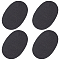 2 Pairs PU Leather Fabric, Oval , Black, 13.8x9.2x0.1cm, Hole: 0.1mm